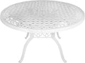 48" Round Patio Table for 6-8 Person Cast Aluminum Bistro Table with 2.36" Umbrella Hole,Metal Outdoor Dining Tables,Wrought Iron Patio Bistro Table,White Patio Table.