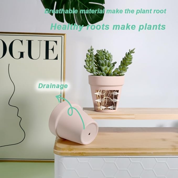 vensovo 3 Inch Pink Terra Cotta & Terracotta Pots with Drainage - 20 Pack Clay Flowerpots, Succulent Nursery Planter Great for Plants, Crafts, Wedding Favor