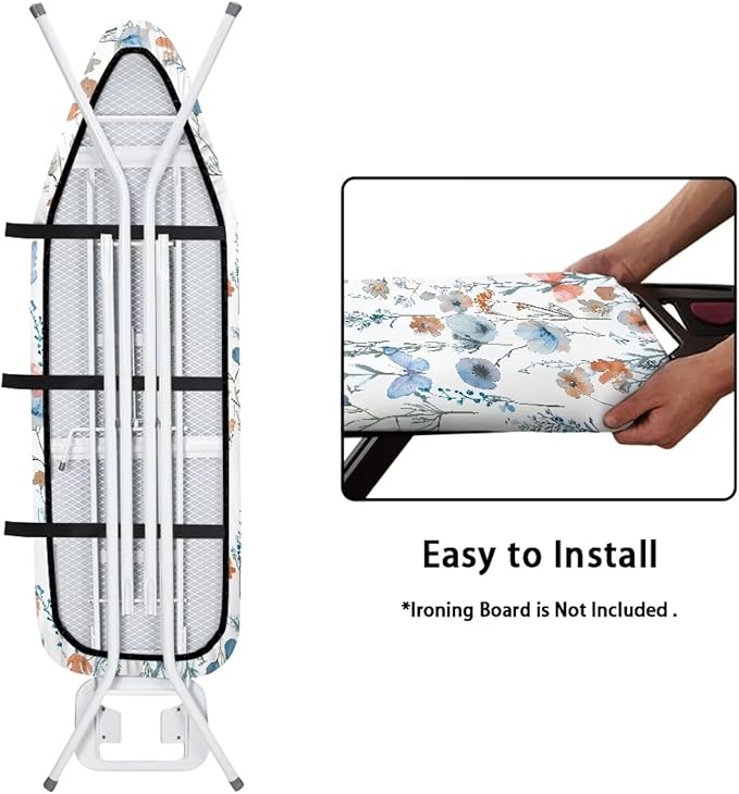 Ironing Board Cover, Standard Size 15x54, Poppy Art Print, Elastic Edge