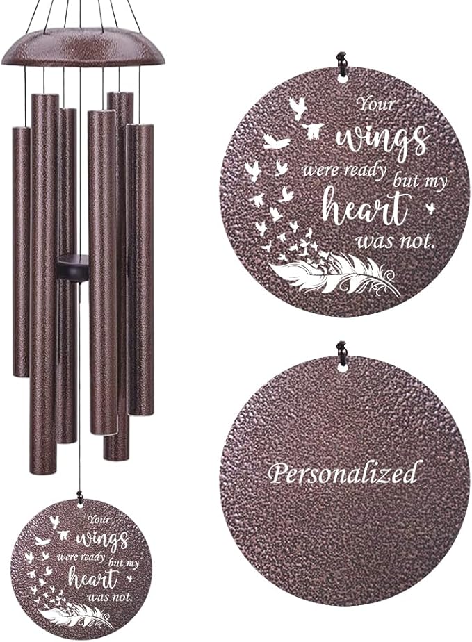 Wind Chimes Personalized, Metal Deep Tone Wind Chimes in Loving Memory, Custom Windchime for Loss of Loved Mom/Dad, Sympathy Memorial Gifts Outdoor 36inch (Produced in USA)