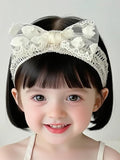 Handmade Baby Girl Headbands in Beige Baby Bows and Floral Lace Headband Bows for Newborns and Toddlers Cute Baby Girl Bows and Newborn Headband Bows
