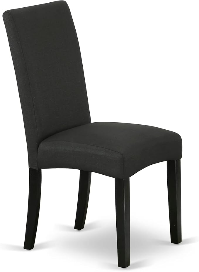 East West Furniture V627DR124-6 6 Piece Dinette Set Contains a Rectangle Dining Table with V-Legs and 4 Black Color Linen Fabric Parson Chairs with a Bench, 40x72 Inch, Multi-Color