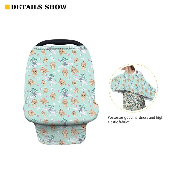 ZFRXIGN Flower Elephant Baby Car Seat Covers, Nursing Cover Breastfeeding Scarf Cartoon Cute Stretchy Coverage, Infant Stroller Cover for Boys Girls