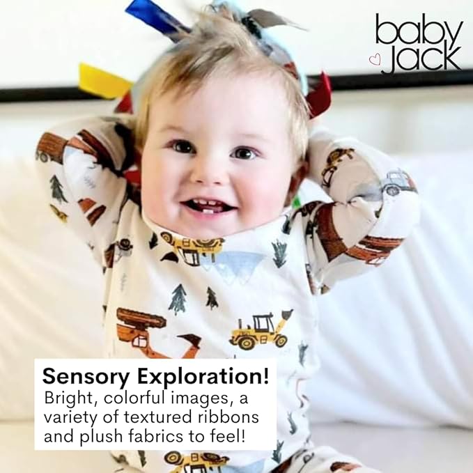 Baby Jack & Co 8x8” Learning Lovey Wisconsin State Tag Stroller Toy for Babies - Crinkle Toys for Developing Five Senses - Learn About Capitals - Travel with Baby Jack - BPA Free Clip