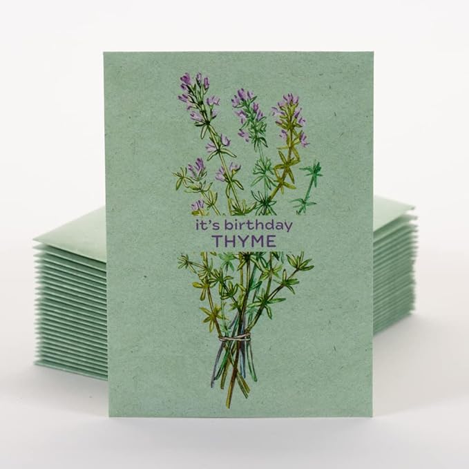 It's Birthday Thyme - Thyme Seed Packets - 25 Packets - Herb Seeds - Garden Seed to Grow Live Plants - A Beautiful Valentines Gift - Bentley Seed Co.