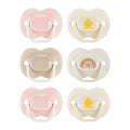 Tommee Tippee Ultimate Fit Newborn Pacifiers, 0-6 Months, Extra Air Holes, Symmetrical Nipple and Shield, 100% BPA Free Silicone, Dishwasher & Sterilizer Safe, Pink and Beige, Pack of 6