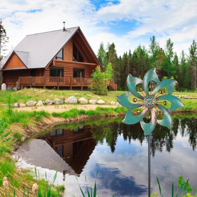 VEWOGARDEN Garden Decor Wind Spinners, Small Waterproof Metal Pinwheels Wind Spinner for Yard and Garden 37 * 10inches (Single Blade)