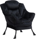 HollyHOME Fabric Large Lazy Chair for Living Room Chair Accent Reading Chair Cozy Lounge Chair with Armrest Leisure Sofa Chair for Bedroom, Dorm, Black