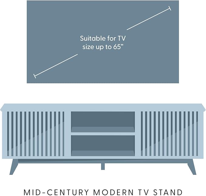Plank+Beam Mid-Century Modern Wood TV Stand, Solid Wood Entertainment Console with Storage, 59" L x 16" W x 19" H, Black