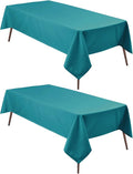 Hiasan 2 Pieces Turquoise Rectangle Tablecloth - Water Resistant and Spillproof Dining Room Washable Fabric Table Cloth for Dining Room, Polyester, 30 x 60 Inch