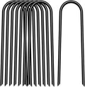 6 inch 25 Pack U Shape Black Garden Stakes,11 Gauge Garden Pins,U-Shaped Tent Stakes,Galvanized Landscape Staples for Yard Lawn,Tube, Landscape Fabrics,Irrigation Hose and Weed Barriers.
