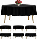 6 Pack Black Round Tablecloths 90 Inches Table Cloth Stain and Wrinkle Resistant Washable Polyester Table Cover Fabric for Party, Wedding,Dining,and Banquet Decoration