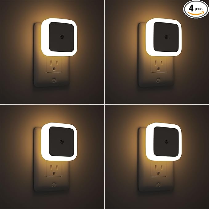 Sujeet Night Light, Night Lights Plug into Wall 4-Pack, Nightlight Plug in Night Lights, Dusk to Dawn Night Lamp Led Night Light for Bedroom, Bathroom, Hallway Warm White