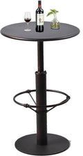 Diwhy Industrial Pub Table 23.6" Iron Round Desktop 37.4" Height Cast Iron Bar Table Copper