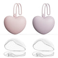 4pcs Pacifier Holder Case Set, 2pcs Silicone Portable Pacifier Pouch and 2pcs Transparent Pacifier Storage Container, Cute Heart Shape Pacifier Storage Case for Newborn Baby（Pink&Purple）