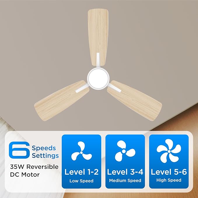Ceiling Fans with Lights,42 inch,Quiet Reversible Motor,Easy to Install,6 Speeds,3CCT,Timer, White Modern Ceiling Fan for Living Room, Bedroom, Kitchen, Dining room, Office