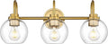 Bathroom Light Fixtures, 3-Light Brushed Gold Vanity Lights with Globe Clear Glass, Champagne Bronze Vanity Lighting Fixtures Over Mirror, AD-22280-3W-GD