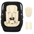 Infant Car Seat Insert Boy Girl, 3 in 1 Newborn Carseat Insert with Strap Pads, Car Seat Head Support for Baby Strollers, Swings, and Bouncers, Comfortable and Machine Washable, Beige