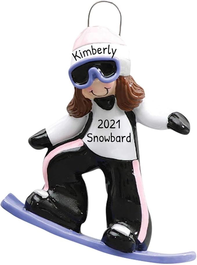 Personalized Snowboarding Christmas Ornament 2025 - Snowboarder Ornament Girl Gear Goggles Outdoor Fun Snowmobile Snowboarding Ornaments for Christmas Tree Snow for Ornaments by Elves