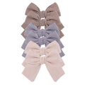 Cute Bow Hair Clips for Baby Girl Kids Pigtail Bangs 3.2" Sailor Bows Alligator Clip Hair Accessories (Beige/Natural/Silver)