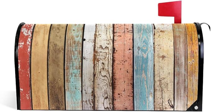 ALAZA Vintage Old Wood Texture Plank Grunge Magnetic Mailbox Cover MailWraps Garden Yard Home Decor for Outside Standard Size-18"x 20.8"