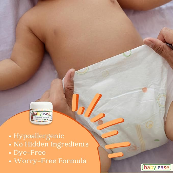 BabyEase - Diaper Rash Cream with Zinc Oxide and Aloe Vera - Recommended by Pediatricians and Pharmacists. Relief & Prevention, Hypoallergenic, Phthalate- & Paraben-Free Paste