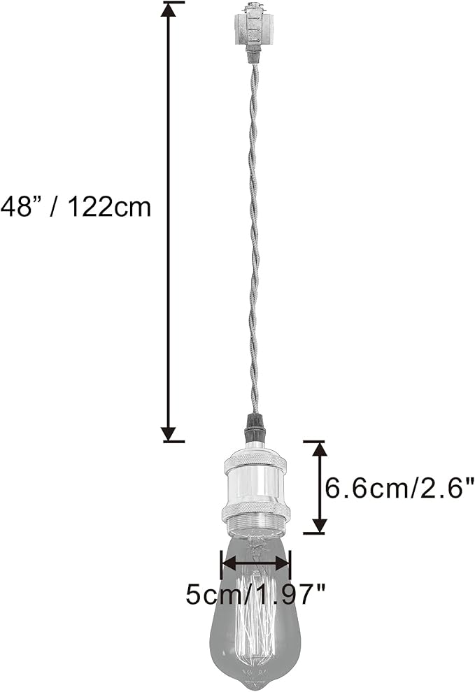 Kiven H-Type Wire Track LightPendants, 48 Inch Cord Length Black Weave Rope, Restaurant DecorativePendant Light Industrial Pendant Lamp 3 Pack,Bulb Not Included（Matte Black）