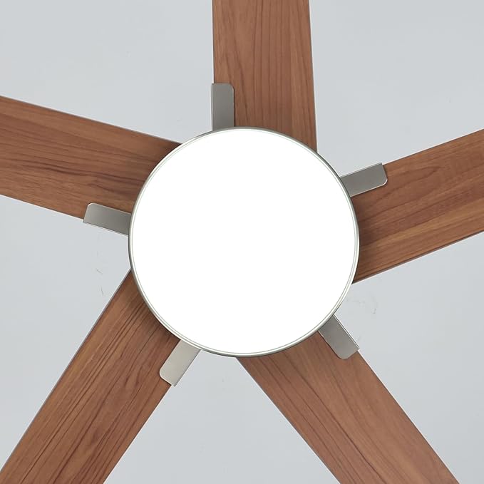 Fanbliss 44 Inch Ceiling Fans with Lights, Modern Nickel Ceiling Fan with Dimmable LED, 6 Speeds, Timer, Quiet Reversible DC Motor, Remote Control Ceiling Fan for Bedroom, Living Room and Kitchen