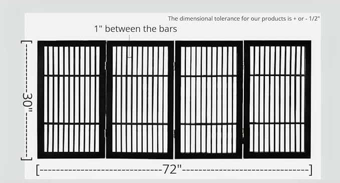Pet Dog Gate Strong and Durable Freestanding Folding Acacia Hardwood Portable Wooden Fence Indoors or Outdoors by Urnporium (Black Pet Gate, 4 Panel 30" Tall)