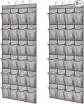GORILLA GRIP Over the Door Shoe Organizer, 2 Pack, 24 Breathable Mesh Pockets