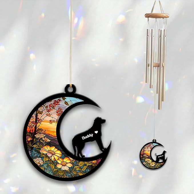Beauceron Sun Catcher Wind Chime, Custom Sunflower Suncatcher Dog Memorial Wind Chime, Dog Loss Gift, Dog Sympathy Gift, Pet Loss Suncatcher, Outdoor Garden Decor