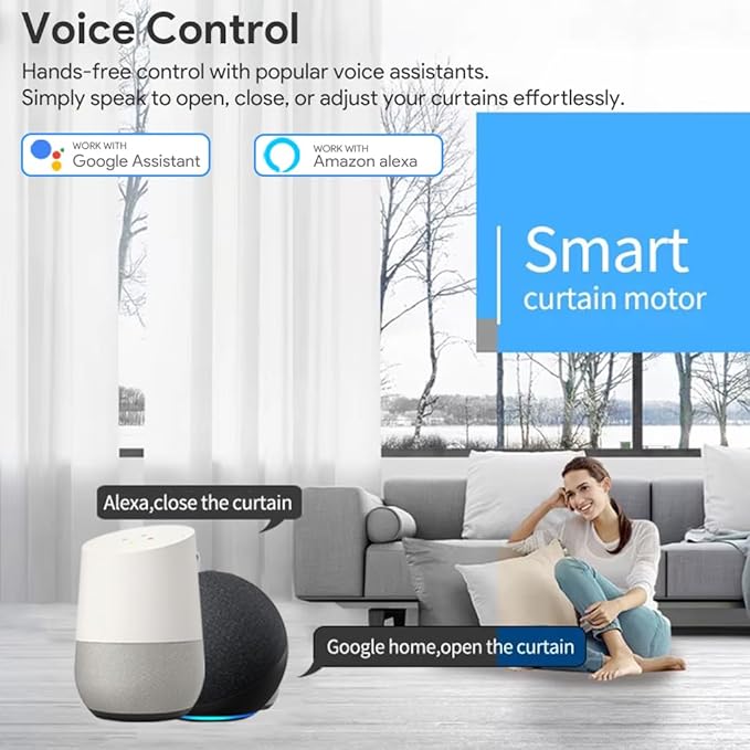 ZigBee 3.0 Smart Curtain Motor with Ripple Fold Track, Mini Silent Electric Drapery System, 1.2N.m App Voice Control Compatible with Alexa & Google Home (5 meters (196.8 inches))