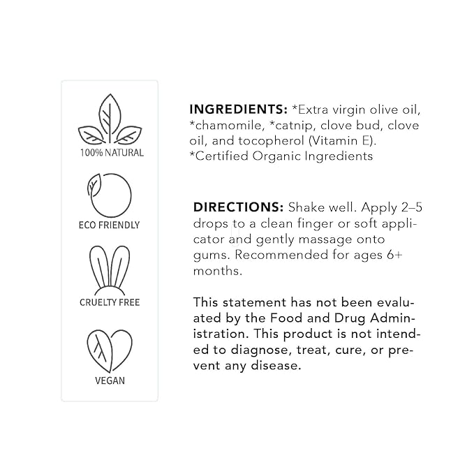 Balm Baby Teething Oil Rub - Natural and Organic Baby Teething Relief Aid with Chamomile & Clove - Vegan, Non-GMO, Gentle - 1 oz Glass Bottle (Bottle w/Dropper)