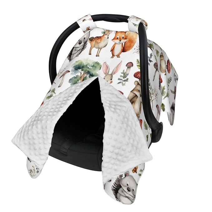 KiuLoam Cute Cartoon Animals Baby Car Seat Canopy, Nursing Cover for Mom Breastfeeding Scarf, Infant Car Seat Cover/Multiuse Baby Stroller Covers for Babies Boys Girls