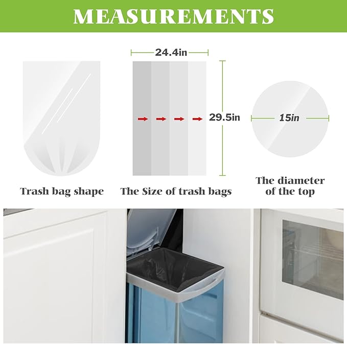 Teivio 10 Gallon 120 Counts Medium Trash Bags Garbage Bags, Bathroom Trash Can