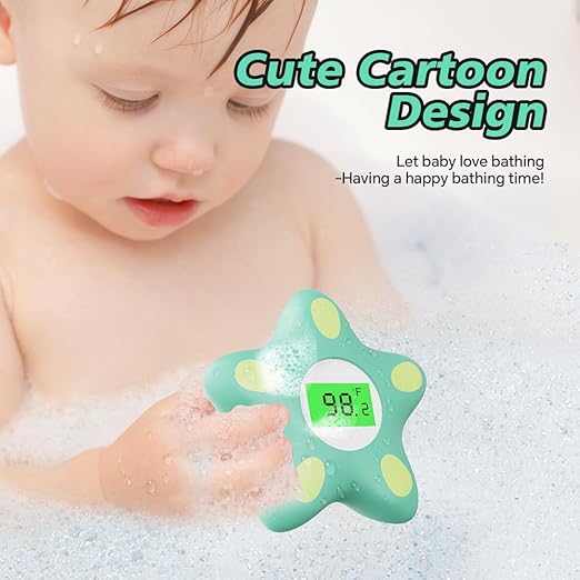 Baby Bath Thermometer, Infant Digital Water Thermometer Safety with 4 Color Backlit and Temperature Warning, Room Thermometers Floating Toy for Infant, Toddler, Bathtub, Swimming Pool