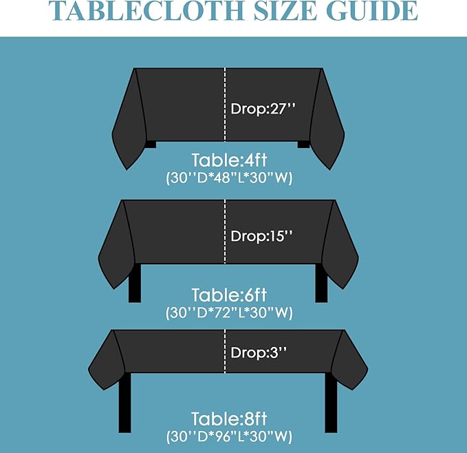 VidaFete Tablecloth 60 * 102inch 10 Pack Rectangle Table Cloth Polyester, Stain Wrinkle Resistant Dining Table Cover for Kitchen Dinning Party Wedding Rectangular Tabletop Buffet Decoration (Black)