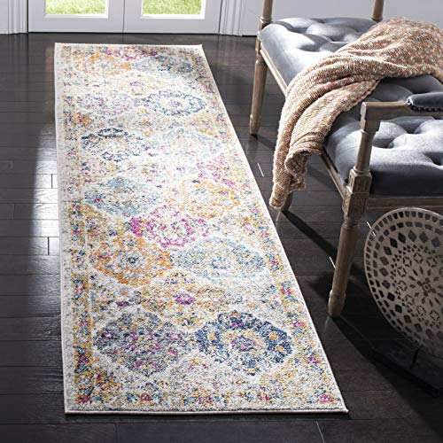 SAFAVIEH Madison Collection Runner Rug - 2'3" x 18', Cream & Multi, Boho Chic Distressed Design, Non-Shedding & Easy Care, Ideal for High Traffic Areas in Living Room, Bedroom (MAD611B) - color: Cream/Multi, size: 2'3" x 18' (Runner)