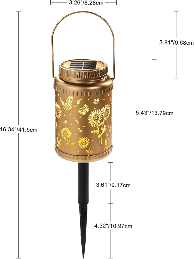 Cooo 2 Pack Solar Pathway Lights & Solar Lanterns Outdoor Waterproof Landscape Path Lights Christmas Lights Gifts for Women Mom Grandma for Garden Yard Patio Backyard Porch Decorations-Gold Sunflower