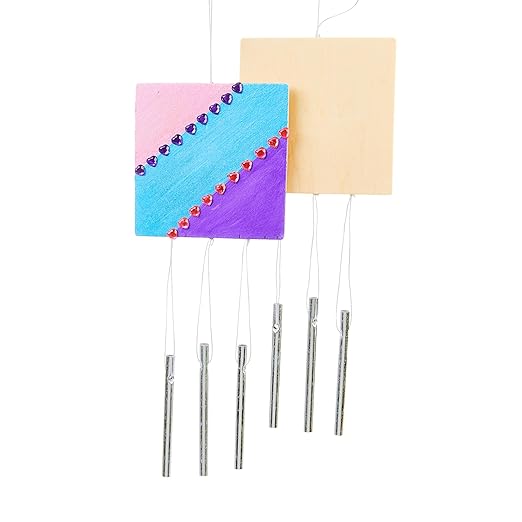 Colorations® Decorate Your Own Wooden Wind Chimes Kit, Set of 12, 2 Different Designs, Ready to Decorate and create unique and personal Designs, Fun Kids Craft Project, Craft Project for Boys & Girls
