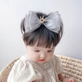 Cute Baby Girl Headband with Lace Bow and Crown Elastic Lace Bow Hair Band Newborn to Toddler Hair Accessory Shower Birthday Party Gift (Gray, Free)