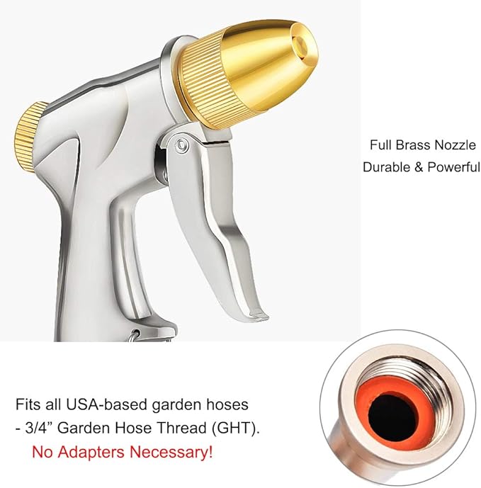 FANHAO Upgraded Garden Hose Nozzle Sprayer, 100% Heavy Duty Metal Handheld Water Nozzle High Pressure in 4 Spraying Modes for Watering Plants and Lawn, Car Washing, Patio and Pet