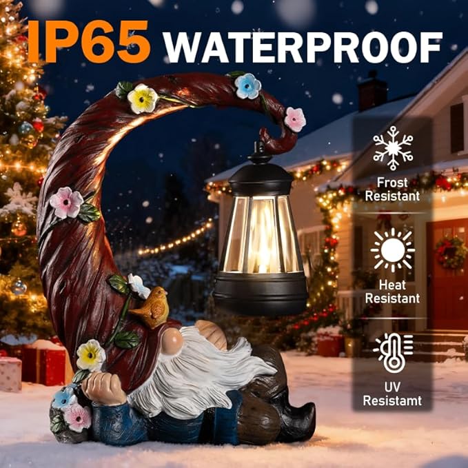 Christmas Gnomes Outdoor Statues with Solar Light Funny Gnome Decor Gifts for Women Mom Gnomes Decorations for Home Patio Lawn Yard Garden Decor