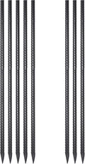 Metal Rebar Stakes 36 Inch 8 Pack Ground Stakes Heavy Duty 1/2 Inch Diameter with Chisel Point End Landscape Timber Spikes for Cement, Concrete Form, Plant Support, Black