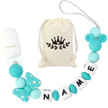 Personalized Pacifier Clip with Name - Customized Handmade Pacifier Holder for Babies, Fits All Pacifiers (Green)