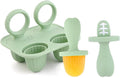 Silicone Popsicle Molds, Mini Breastmilk Popsicle Molds with Sticks, Frozen Breast Milk Teether Popsicle Maker Ice Pop Molds for Infant Feeding Spoon (1Set-Green)