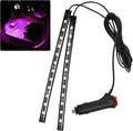 Car LED Strip Light, 12V 24 LED Interior Atmosphere Lights Under Dash Ambient Night Light, Auto Interior Decorative Lamp with Cigarette Adapter Plug (Pink Purple, Cigarette Lighter)