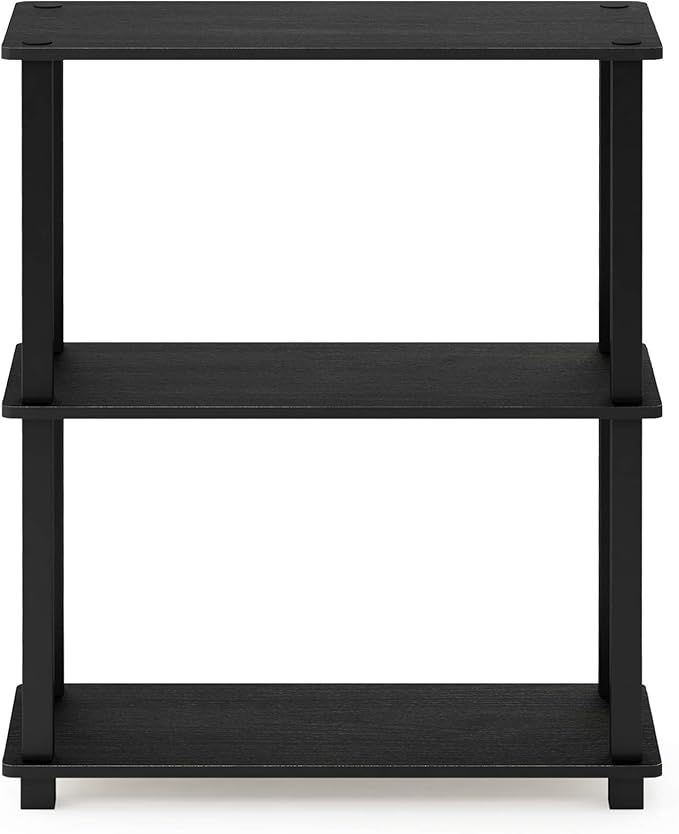 Furinno Turn-S-Tube 3-Tier Compact Multipurpose Shelf Display Rack with Square Tube, Americano/Black