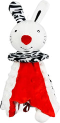 High Contrast Baby Security Blanket-Soft Sensory Lovey for Babies-Red, Black and White Blankie Comfort Toy (Bun Bun the Snuggle Bunny)