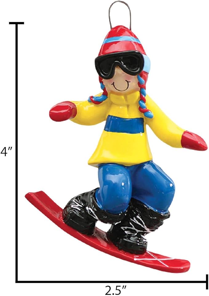Personalized Snowboarding Christmas Ornament 2025 - Yellow Jacket Snowboarder Ornament Outdoor Fun Snowmobile Snowboarding Ornaments for Christmas Tree Snow for Ornaments by Elves